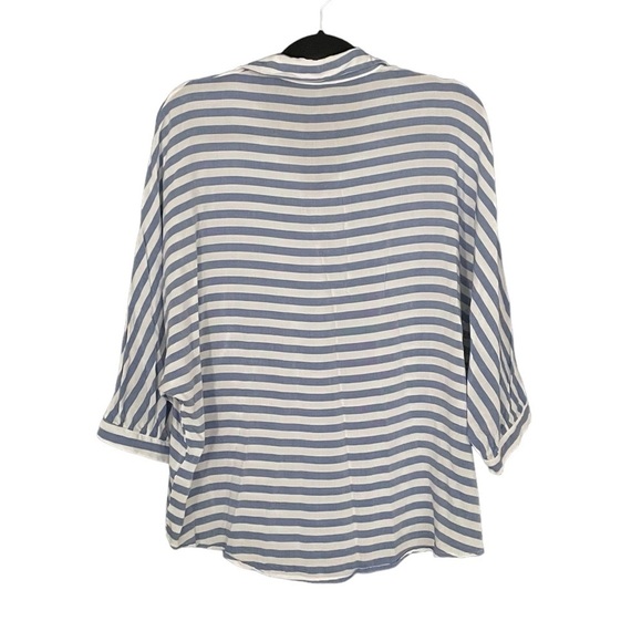 APRICOT Striped Button Front Dolman Sleeve Blouse Blue White XL - Picture 5 of 6